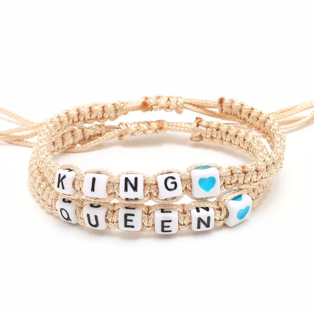 2pcs Pair Bracelet Handmade Queen King Key Lock Braided 2pcs Pair Bracelet Handmade Queen King Key Lock Braided Promise For S