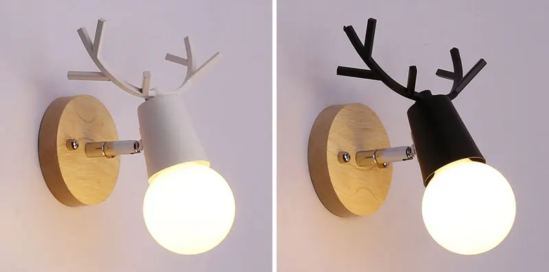 Nordic Creative Deer Antlers LED Wall Lamp Modern Wooden White Black Bedside Lights For Living Room Bedroom Corridor Wall Lights (16)