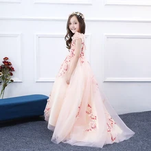 Peach Baby Pageant Dresses For Little Girls Flower Girl Dresses for Weddings Girls Kids Ball Gown First Communion Dress 2018 2017 cupcake blue crystal flowers baby girl dresses pageant dresses for little girls g284 1