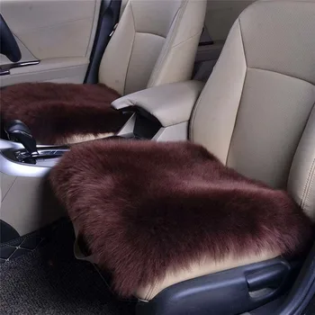 

45*45 Luxurious Natural Fur Authentic Soft Fluffy Wool Sheepskin Car Seat Cover for Automobile Interior Accessory Seat Cushion