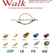 Штекер mcx угол прямой штекер mcx кабель RG316, штекер mcx кабель RG316, mcx кабель со штыревым разъемом