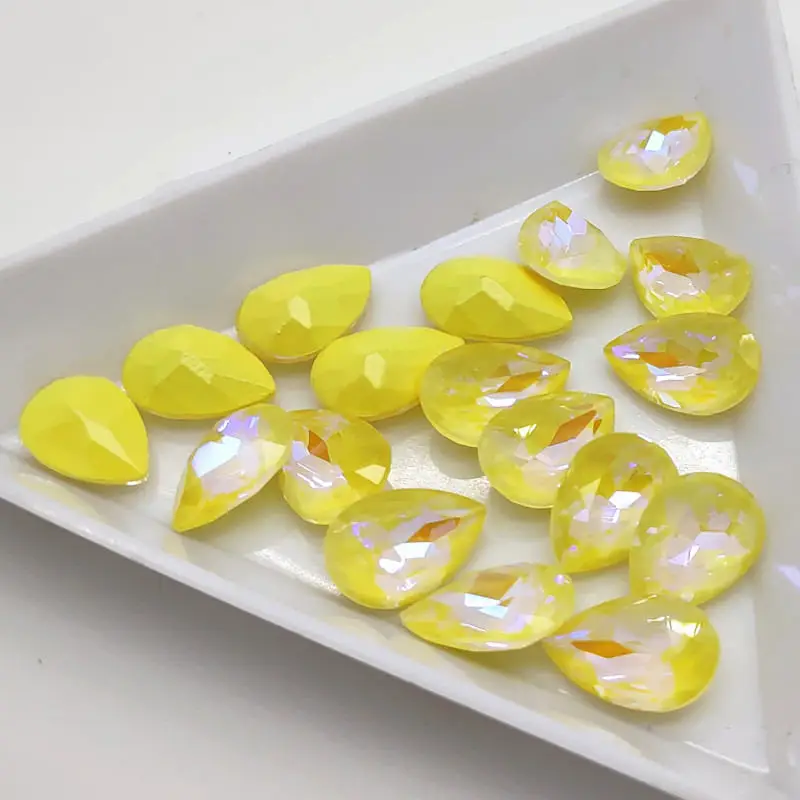 

Teardrop Mocha AB Color Glass Fancy Stone,Point Back Pear Drop for Nail Art