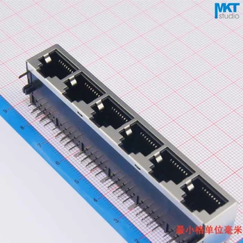 

10Pcs Sample 1x6 Ports 59 Series Female RJ45 Ethernet Network LAN PCB Socket Connector Jack