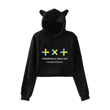 

TXT Kpop 2019 Print New Cat Ear Hoodies Sweatshirt cute Women Casual Navel Hoodies Sweatshirts comfy XXS-2XL