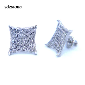 

2019 screwback boy men jewelry earring 925 silver screwback micro pave cz iced out hiphop jewelry