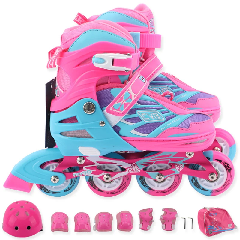1 Set Children Teenagers Beginner Inline Skate Shoes Helmet Knee