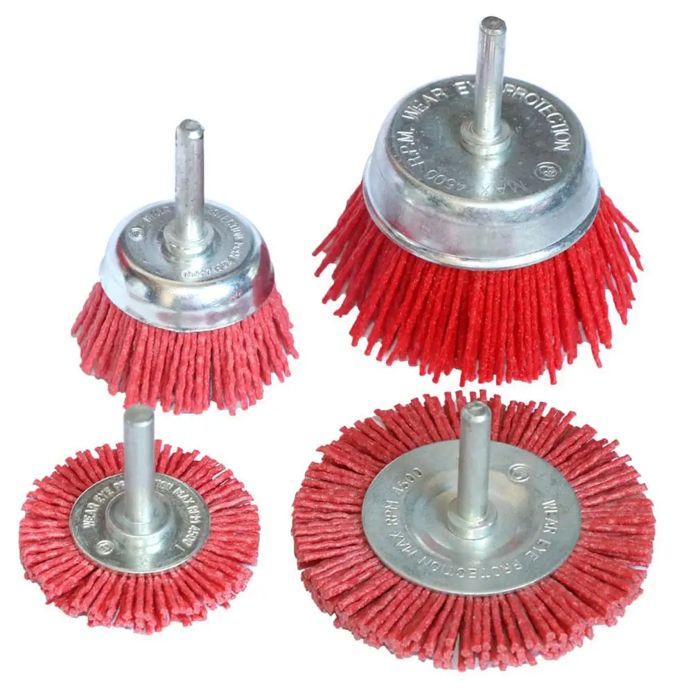 

Deburring Abrasive Steel Wire Brush Head Polishing Nylon Wheel Cup Shank For Furniture Wood Sculpture Rotary Drill Grinding Tool