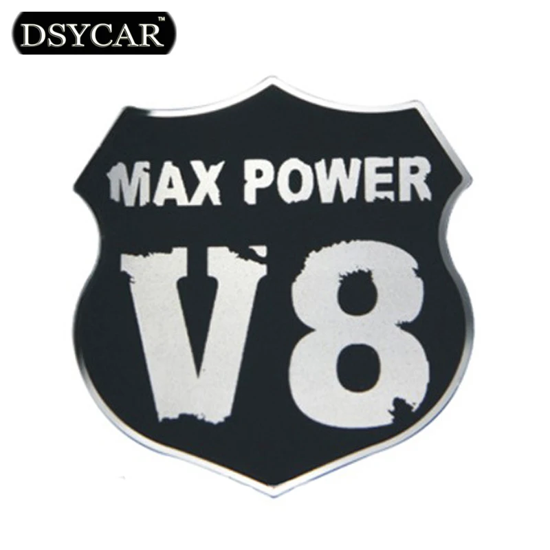 

DSYCAR 1Pcs 3D Metal V8 Max Power Car Stickers Logo Emblem Badge Decals Car Styling Decoration accessories for Ford BMW Audi VW