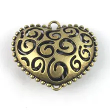 30 шт. старину бронза спираль Сердце очаровывает ссылки A13490B