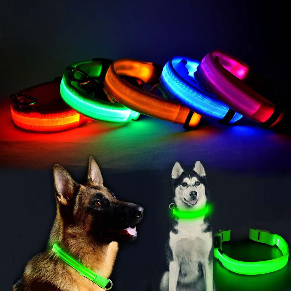 USB Charging LED Dog Collar Anti Lost Light Collar For Dogs Night Safety Cool Flashing Glow