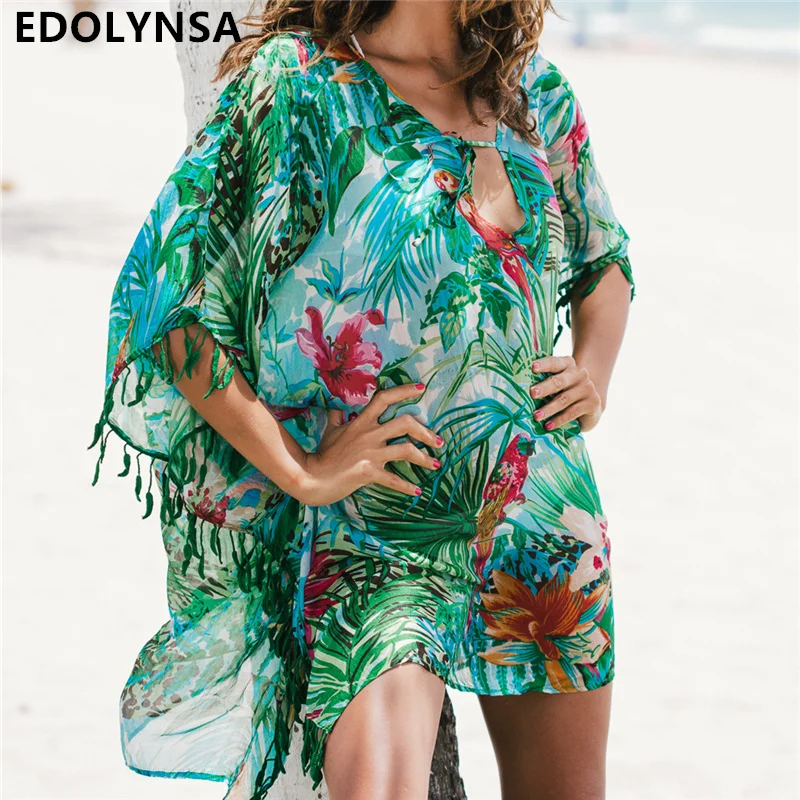 

2018 Tunic for Beach Bathing suit cover ups Chiffon Beach Dress Women Beachwear Bikini cover up Saida de Praia #Q523