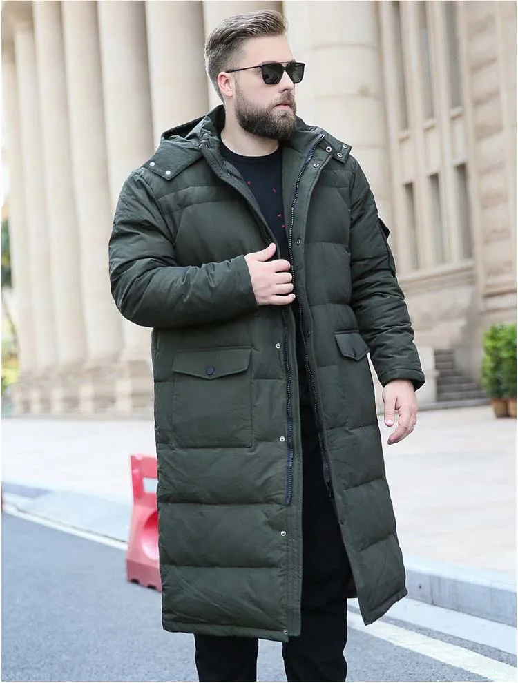 Мужское зимнее модное пуховое пальто, мужские теплые парки, ультра длинная куртка макси с капюшоном, большие размеры 5xl 6xl 7xl 8xl 9xl 10xl