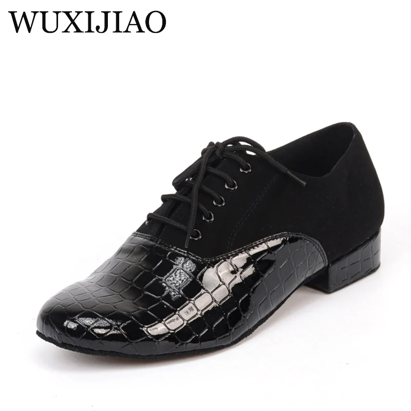 WUXIJIAO men's Crocodile print PU Latin dance shoes modern dance shoes