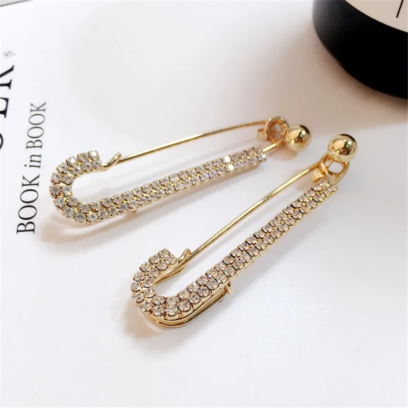European Creative New Dual Purpose Pin Water Drill Shiny Long Earrings 