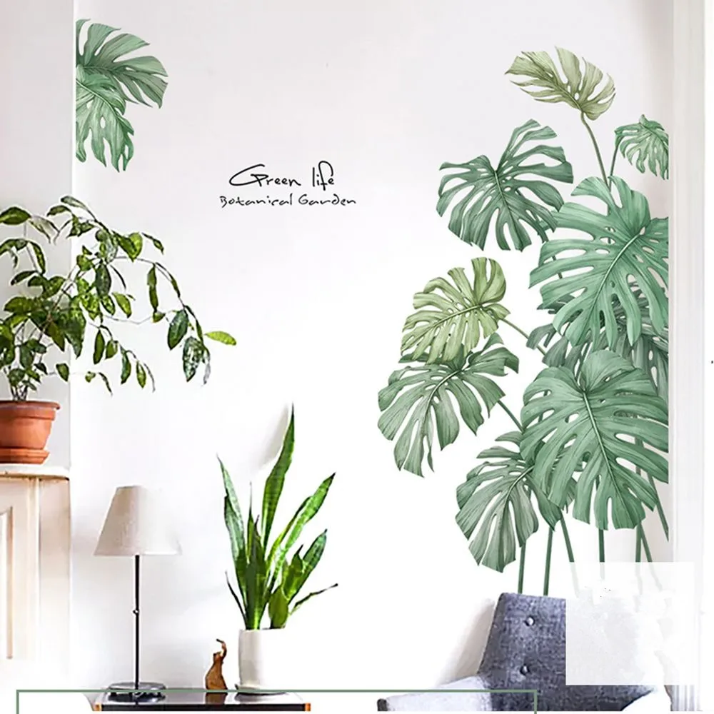 Tropical Beach Palm Leaves Wall Sticker Modern Art DIY Vinyl Decal Mural 60*90cm 