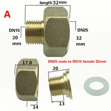 DN25 мужской и женский резьбовой DN15 32 мм/47 мм латунный адаптер муфты латунный фитинг трубы воздушный насос переходник для двух держателей