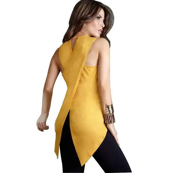 

2017 Newest Fashion Irregular Women Sleeveless Clothes Shirt Ladies Casual Summer Blouse Shirts Solid O-Neck Cheap Clothes China