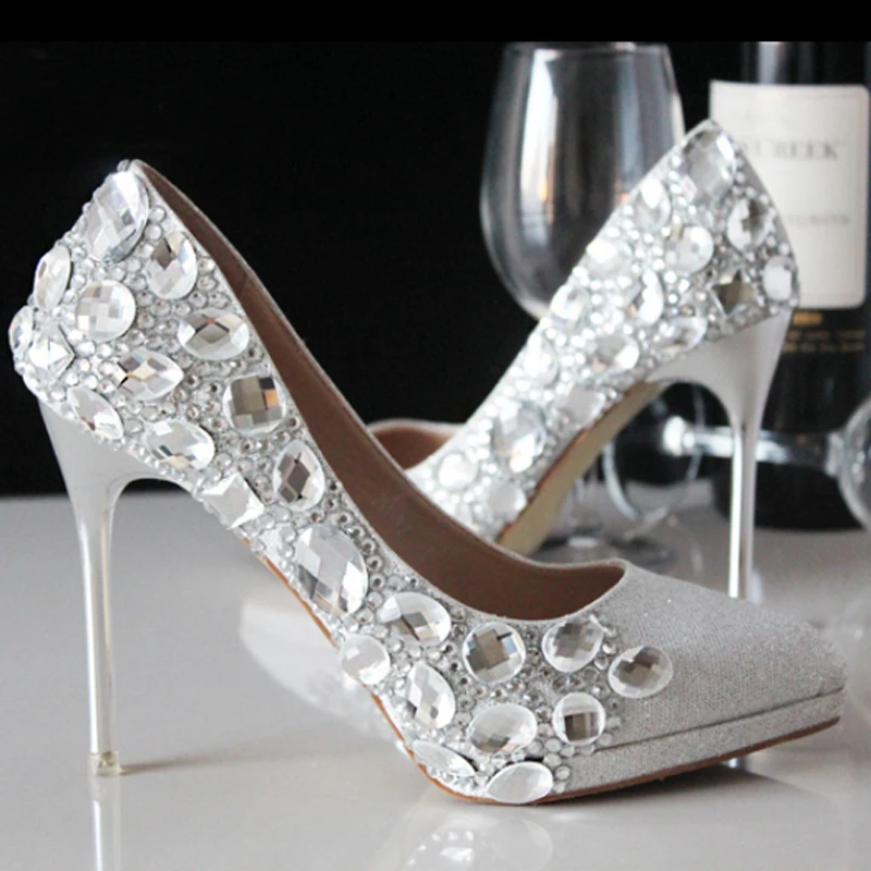 Buy > silver low heel shoes for wedding > in stock