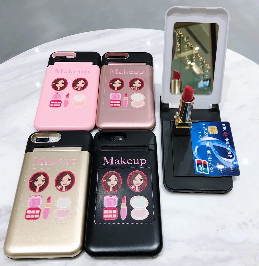Insert Card Cover for Apple IPhone 6 6Plus 6S 6SPlus IPhoneX10 7Plus 8Plus Case Mirror Make Up Beautiful Lady Fashion Coque Capa |