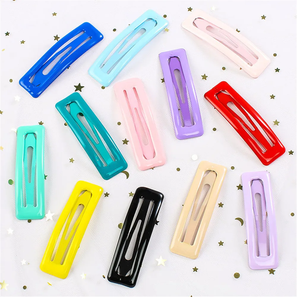 1 PC BB Clip Candy Color Square Hair Clips Alloy Girl Hairpin Summer Cartoon Hair Accessories Fashion Printing Hairclips