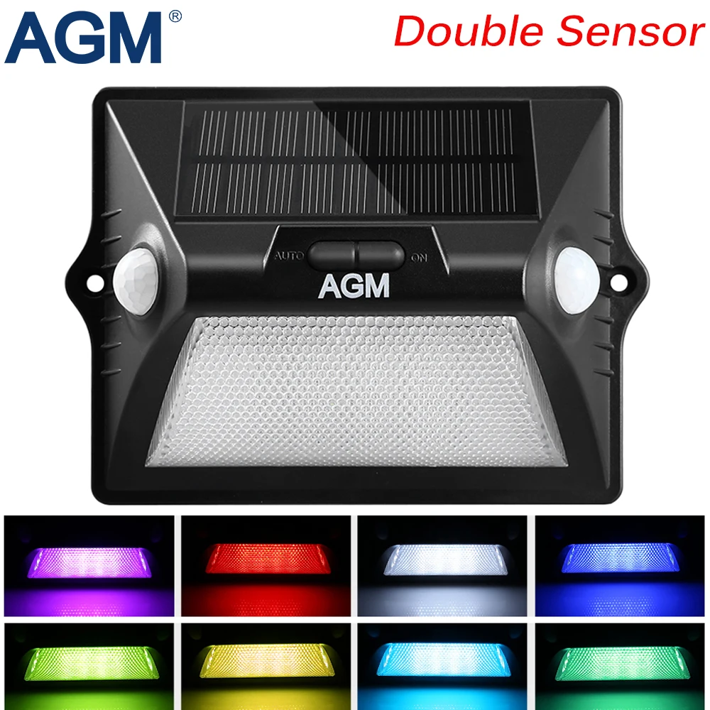 

AGM LED Solar Lamp Solar Panel Powered Sensor Light Outdoor Garden 12 Leds Dual-headed Security Street Wall Lighting Pathway #25