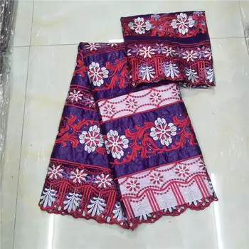 

African Lace Fabric Bazin Riche Fabric 2018 New Design Embroidered Bazin Riche Getzner With Tulle Lace Set African Lace JJ106-2