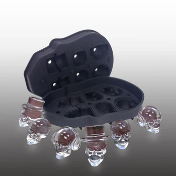 

Skull Ice Cube Maker Bones Ball Tray Cake Candy Tools Kitchen Gadgets 3D Silicone Whiskey Ice Ball Mold