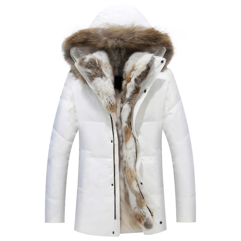 

Thick Down Men Winter Jackets Mans Duck Down Coat Cashmere Wool Parka Mans Jacket Coats Rabbit Fur Hooded Parkas Outerwear New