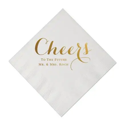 100pcs Personalized Gold Printed Napkins Mr& Mrs Name Engagement Party Custom Bar Paper Napkins Custom Wedding Napkins - Цвет: Type 4