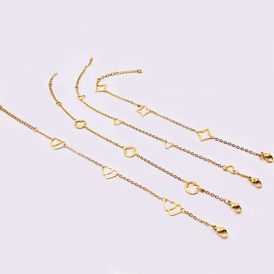 

Huan Wen Women 2 PCS G Heard Star Clover Necklace Chain Bracelet Jewelry Set NK018