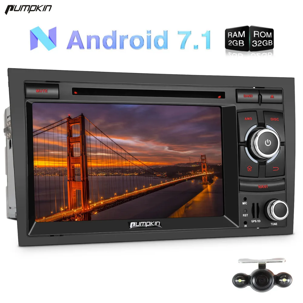 

Pumpkin 2 Din Android 7.1 Car Multimedia DVD Player For Audio A4 GPS Navigation Bluetooth Car Stereo Wifi DAB+ FM Radio Headunit