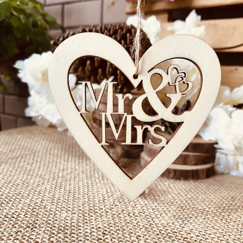 wood heart MR MRs Wedding tag (11)