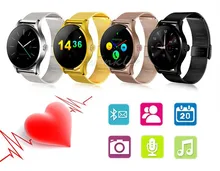 2016new Runde Bluetooth Smart Uhren Uhr Klassische Gesundheit Metall Smartwatch mit Pulsmesser für Android ISO iPhone Telefon