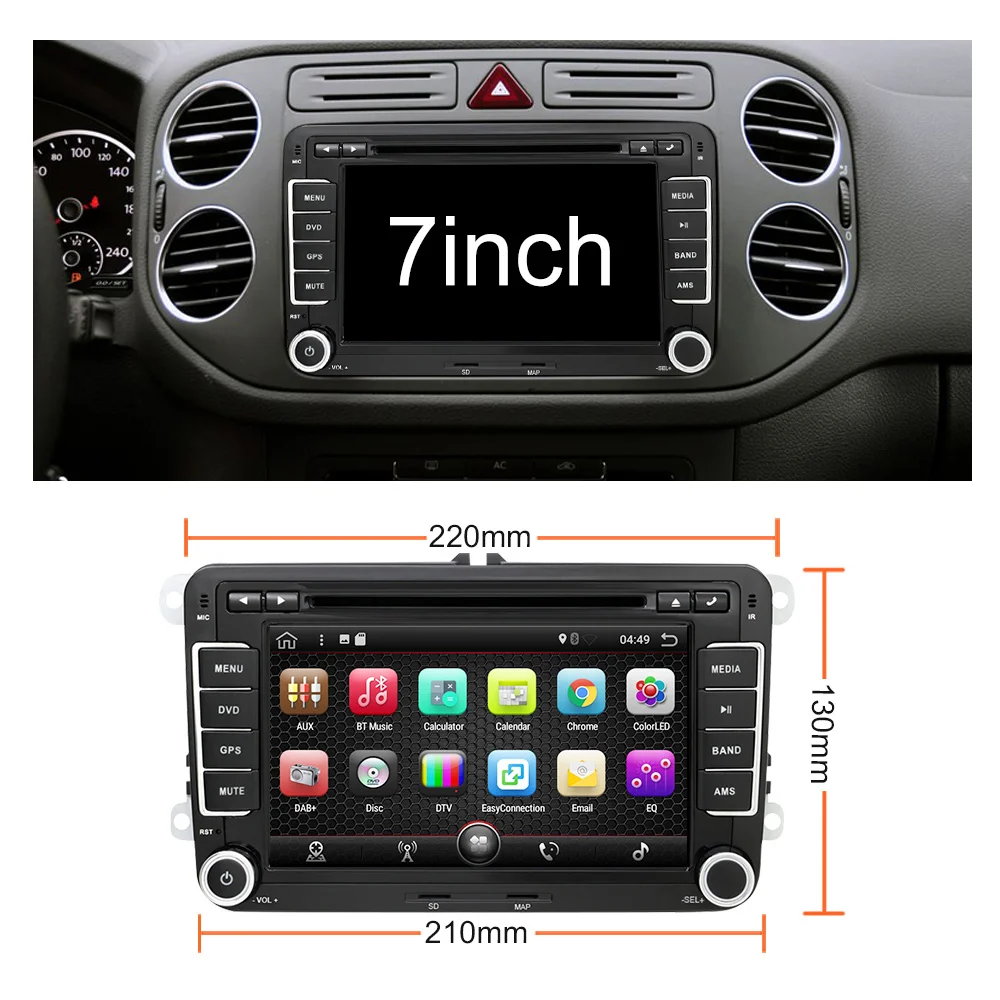 Best Eunavi 2 Din Android 8.1 Car DVD Player Radio GPS navigation For VW GOLF 6 Polo Bora JETTA B6 PASSAT Tiguan SKODA OCTAVIA 1