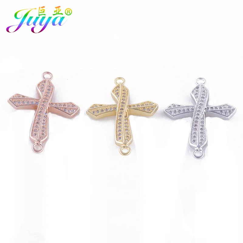 

Handmade Religious Jewelry Components Micro Pave Zircon Cross Connectors Accessories For Women Men Christian Jewelry DIY Making