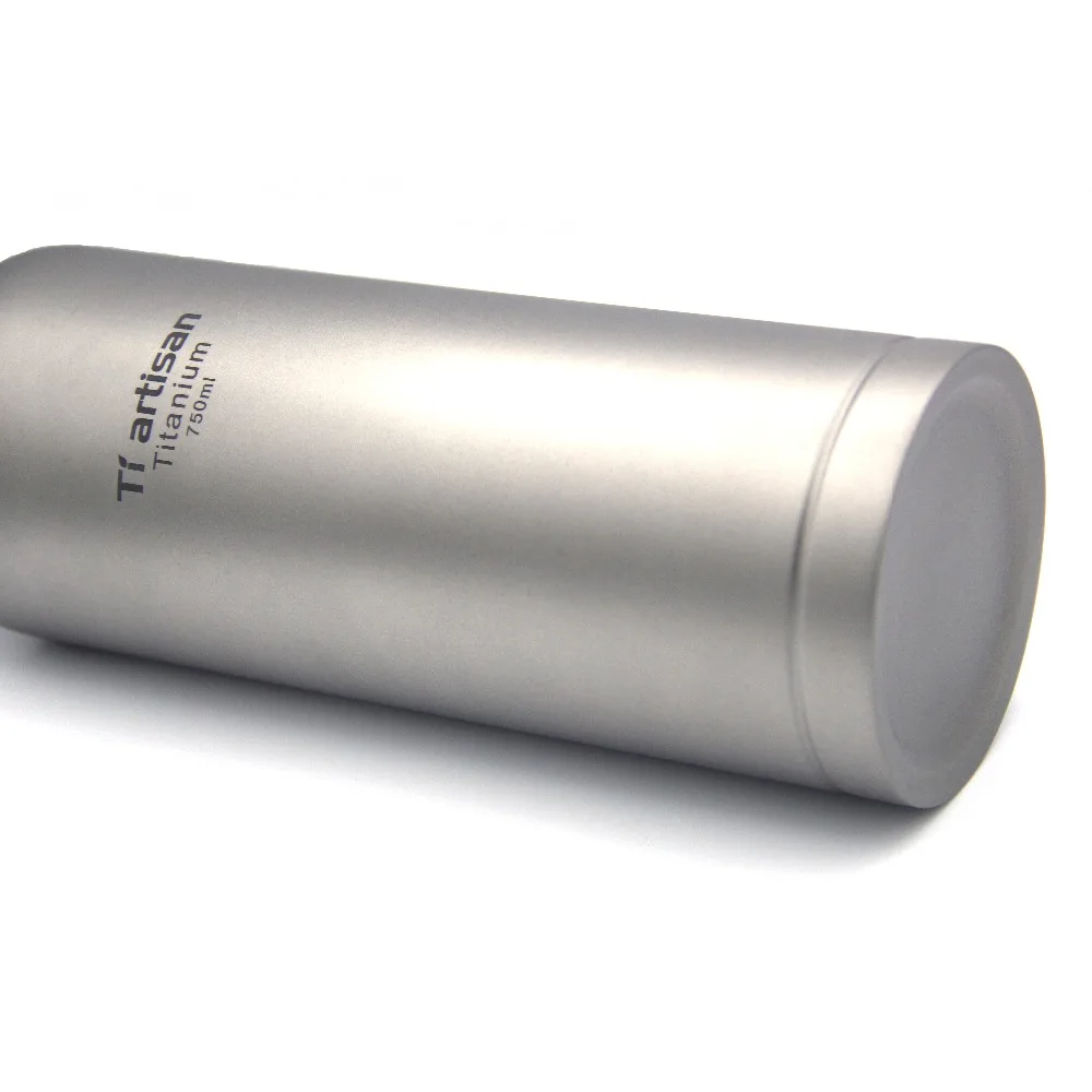 Tiartisan Titanium Cycling Water Sport bottle 750ml Lightweight Camping Drinkware with Titanium lid and plastic lid Ta8388