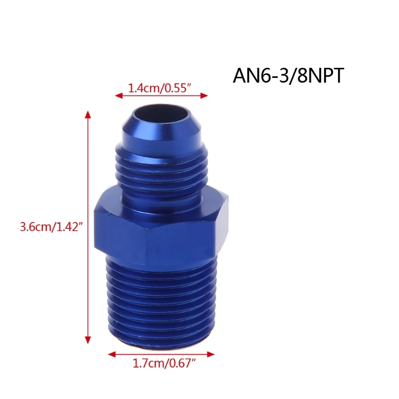 Различные AN6 AN8 NPT прямой мазута воздуха системы шланг Конец фитинг адаптер синий 1/2 1/4 3/8 - Цвет: AN6