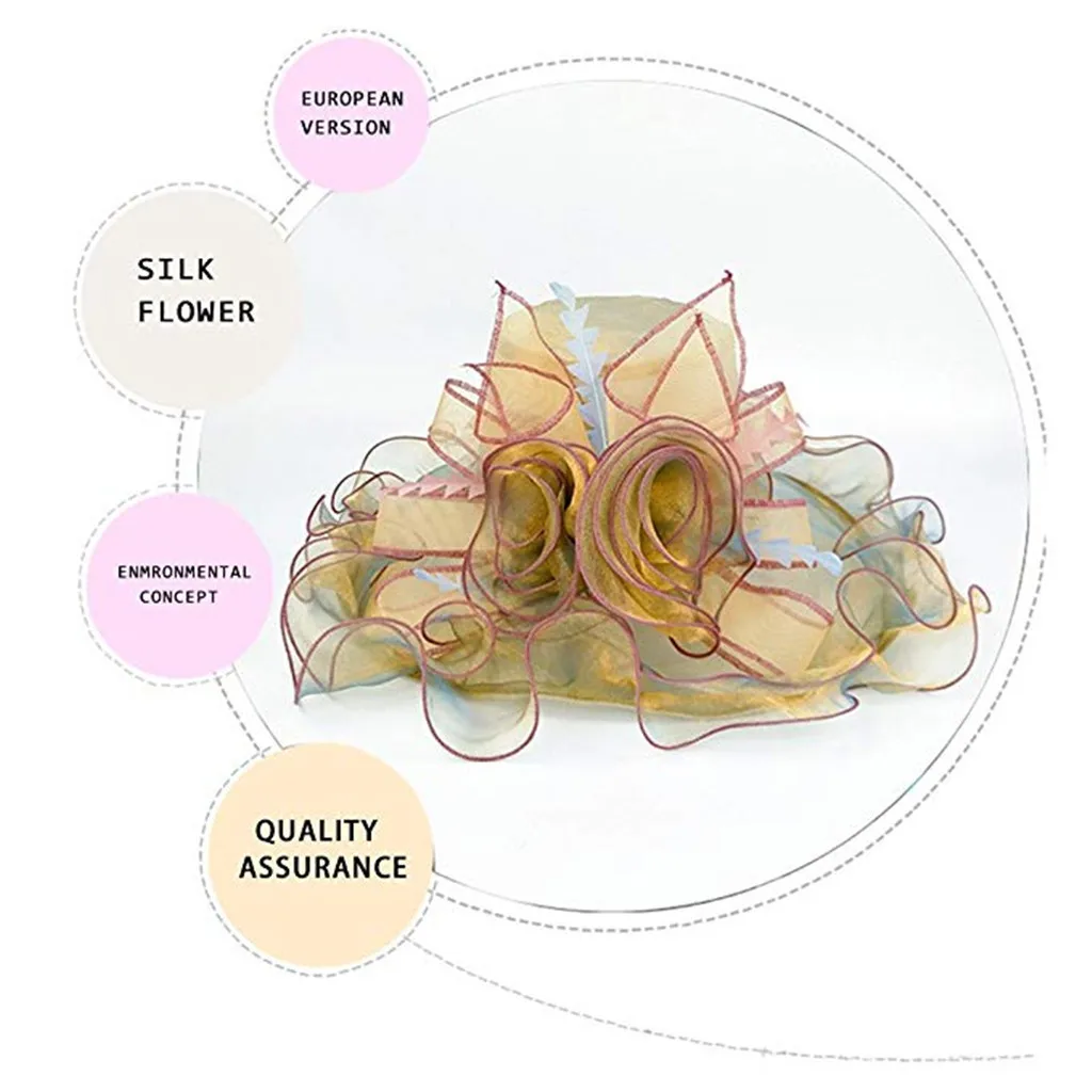Feitong Женская Складная модная женская свадебная официальная церковная шляпа из органзы с широкими полями, летняя шляпа для невесты# G25