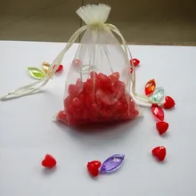 10*15 см 100 шт. бежевый подарок Сумки для ювелирных изделий/свадьба/Рождество/День рождения Пряжа сумка с ручки упаковка из органзы Сумки