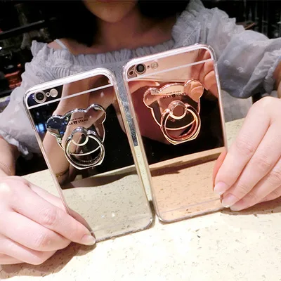 

For Samsung Galaxy J1 J2 J3 J5 J7 A3 A5 A7 2016 2017 2018 US EU Prime Soft TPU Plating Mirror Case with Finger Ring Stand Holder