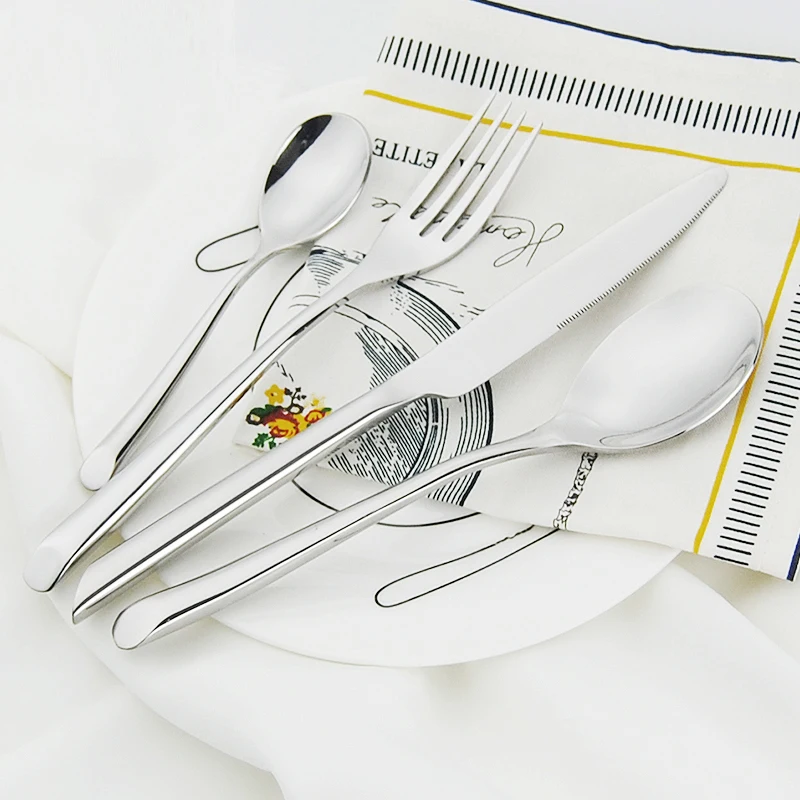 

4Pcs Silver Flatware Set Luxruy Stainless Steel Cutlery For One Person Western Metal Tableware For Home & Restaurant
