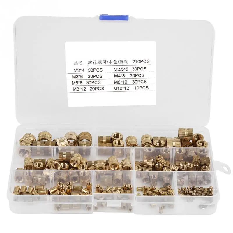 

Knurled Nut nuts Cylinder Knurled Threaded Round Insert Embedded Nuts Brass