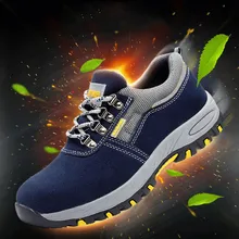 Модная защитная обувь для мужчин со стальным носком; ударопрочная парусиновая рабочая обувь; дышащая защитная обувь; износостойкая обувь с прокалыванием