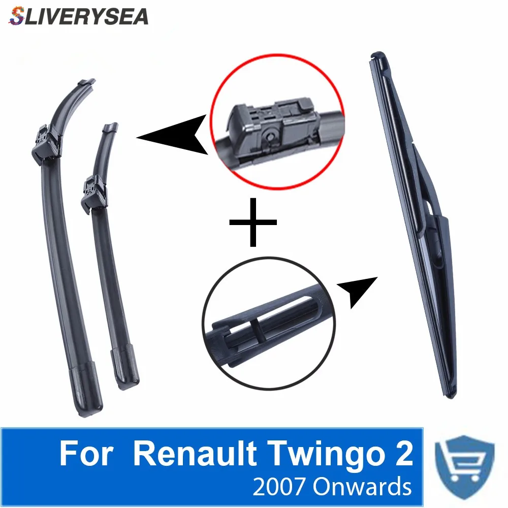 

SALIVERYSEA Front and Rear Wiper Blade no Arm For Renault Twingo 2 2007 Onwards High quality Natural Rubber windscreen 24''+16''