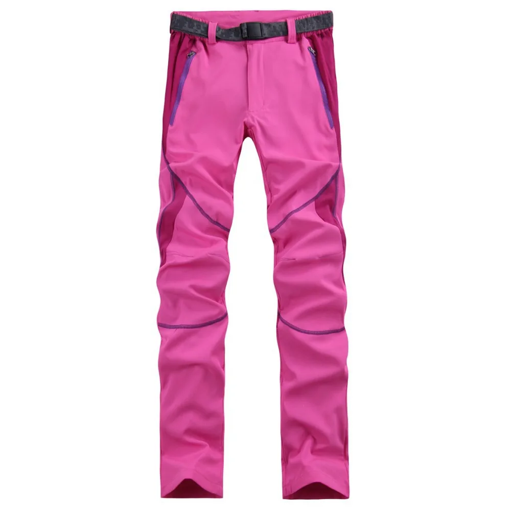 Для женщин Для мужчин открытый быстросохнущая Брюки для девочек тянущиеся Рыбалка Пеший Туризм Мотобрюки треккинг Pantalones тонкие дышащие спортивные штаны - Цвет: Розовый