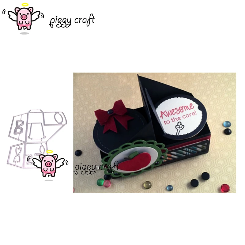 

Piggy Craft metal cutting dies cut die mold Portable gift box Scrapbook paper craft knife mould blade punch stencils dies