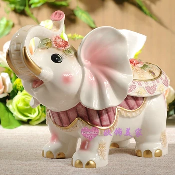 

ceramic pink elephant tissue box Case home decor crafts room decoration paper holder porcelain figurines wedding decoration gift