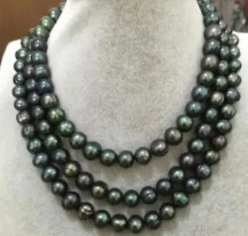 

50 INCH HUGE AAA+ 9-10MM South Sea Black Green Pearl Necklace