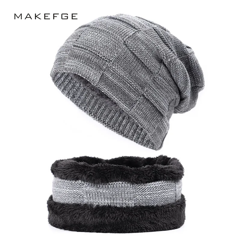 

Winter Men's Knitted Cotton Warm and Comfortable New Fashion Women's Universal Ski Mask Hat Scarf Skull Cap for Men Beanies bone