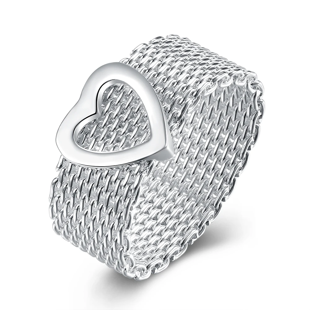 

Mesh Heart Rings,Braided Ring 925 Sterling Silver Rings For Women Jewelry jewellery Anel Anillos Aneis Bague Anelli Wholesale